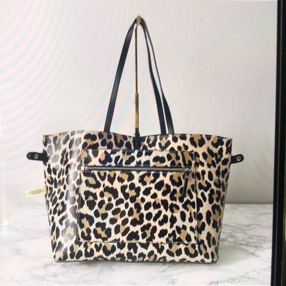 KATE SPADE MYA black 100% Cow Leather Reversible black/animal print tote bag. - Picture 15 of 16
